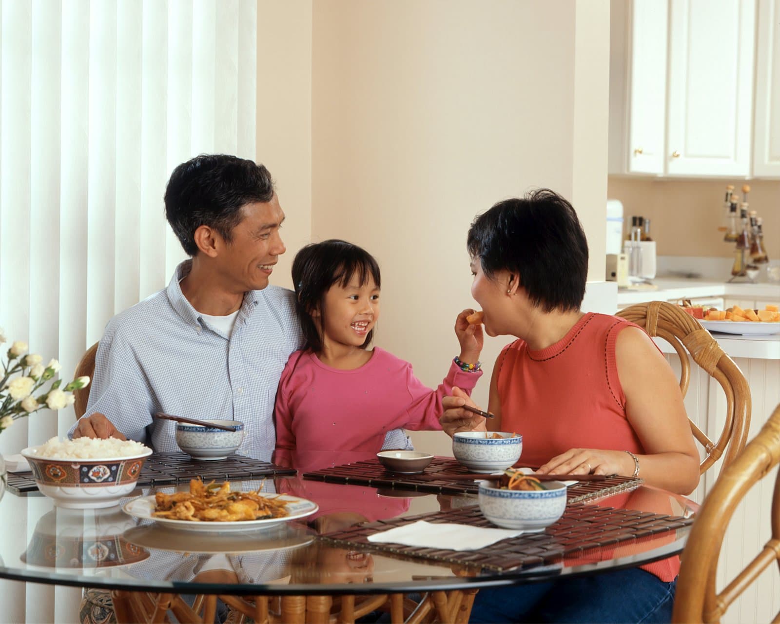 A family eating a meal together